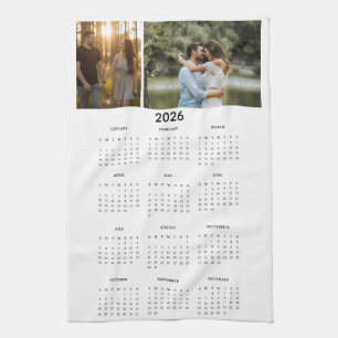 Year 2026 Custom Photo Calendar Kitchen Towel