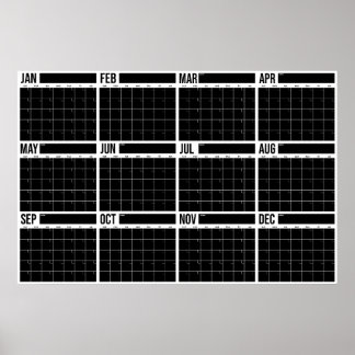 Year At A Glance Undated Minimalist Wall Calendar Poster