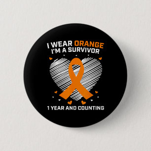 Year Cancer Free Leukemia Survivor Gifts Orange Aw Button