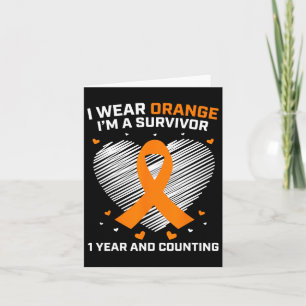 Year Cancer Free Leukemia Survivor Gifts Orange Aw Card