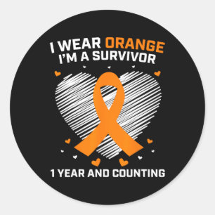 Year Cancer Free Leukemia Survivor Gifts Orange Aw Classic Round Sticker
