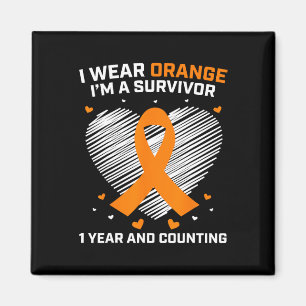 Year Cancer Free Leukemia Survivor Gifts Orange Aw Magnet