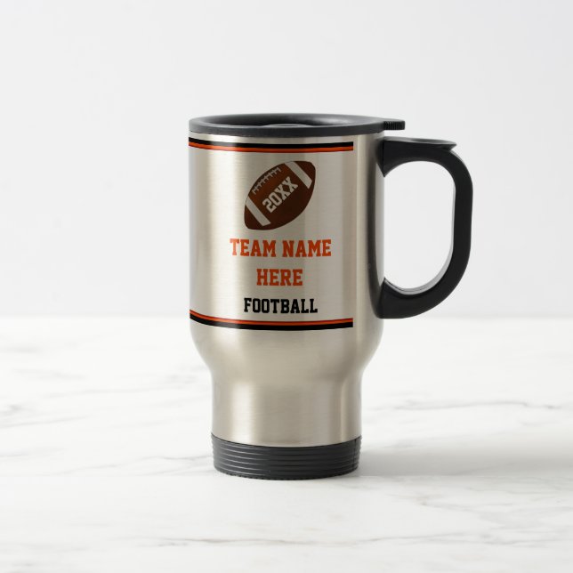 Year, Coach and Team Name Football Coach Gifts Travel Mug (Right)
