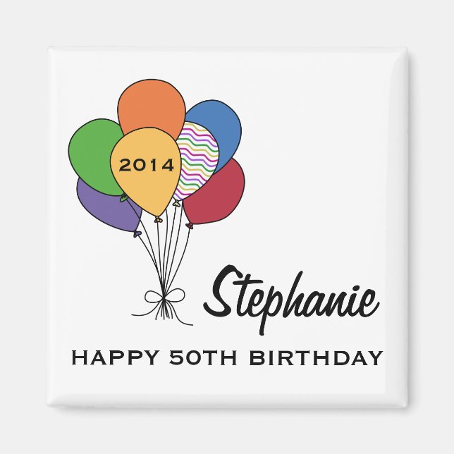 Year Dated, Age, Name Personalized Birthday Magnet (Front)