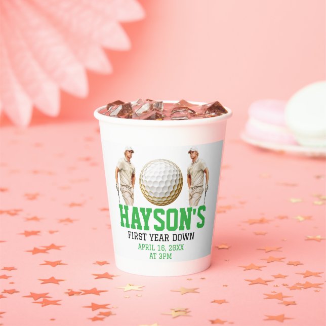 Year Down, Golf On! 1st Birthday Party Paper Cups (Insitu)