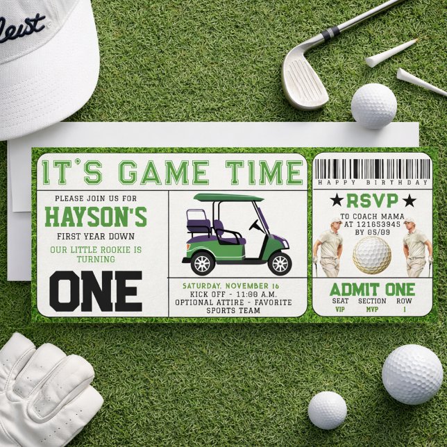 Year Down Golf Ticket 1st Birthday Invitation (Year Down Golf Ticket 1st Birthday Invitation)
