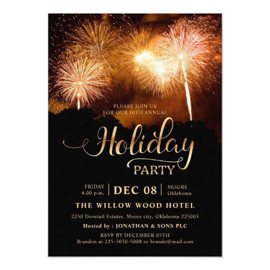 Year end Elegant Fireworks Corporate Holiday Party Invitation