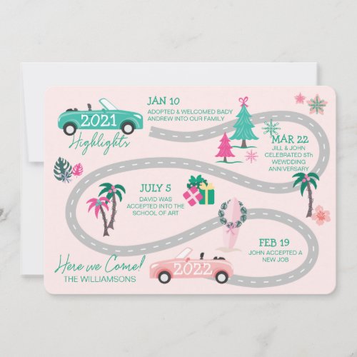 Year End Highlight Tropical Christmas Lets Roll Holiday Card