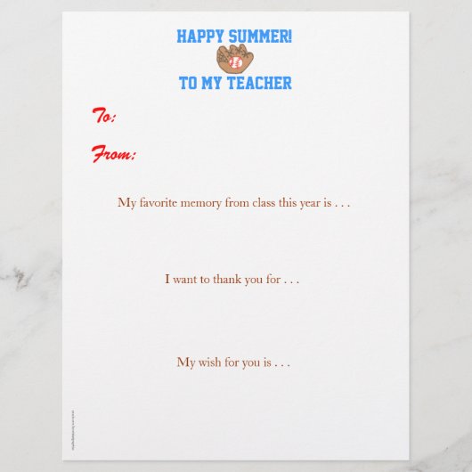 Year-end personalized teacher thank you - baseball (Front)