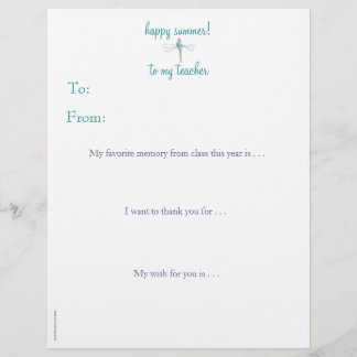 Year-end personalized teacher thank you -dragonfly