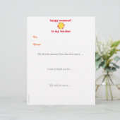 Year-end personalized teacher thank you note - sun (Standing Front)