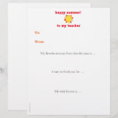 Year-end personalized teacher thank you note - sun (Front/Back)