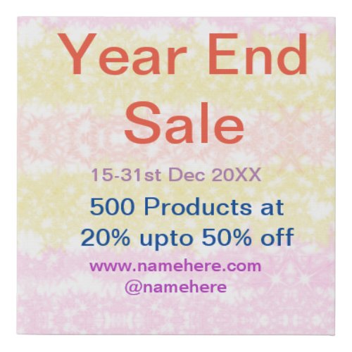 Year end sale business promotion offer add date na faux canvas print