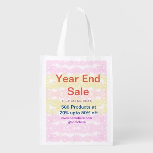 Year end sale business promotion offer add date na grocery bag