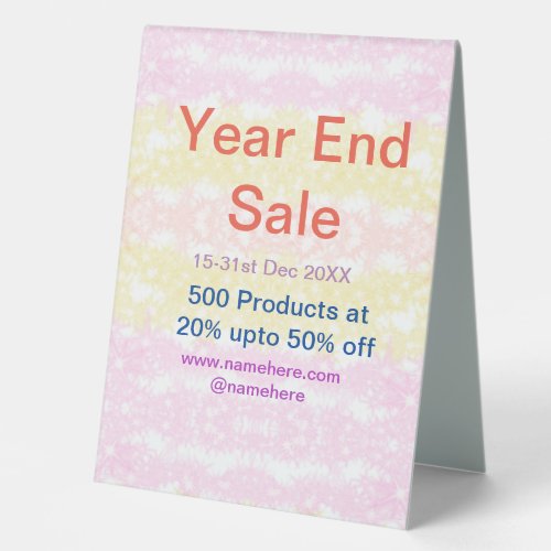 Year end sale business promotion offer add date na table tent sign