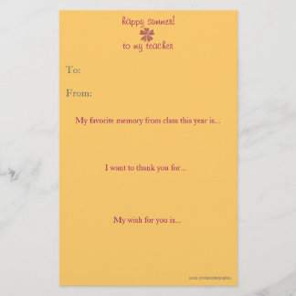 Year-end teacher thank you note