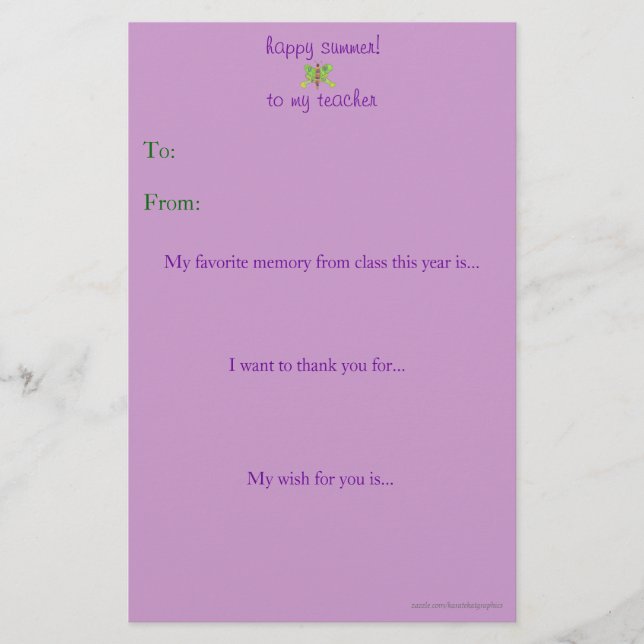 Year-end teacher thank you note (Front)