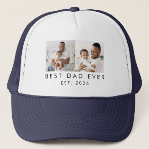 Year Established Best Dad Ever 2 Photo Trucker Hat