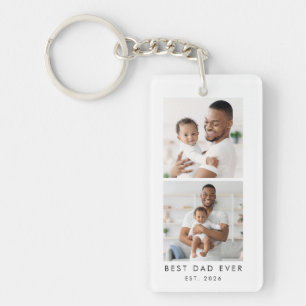 Year Established Best Dad Ever 2 Photos Keychain