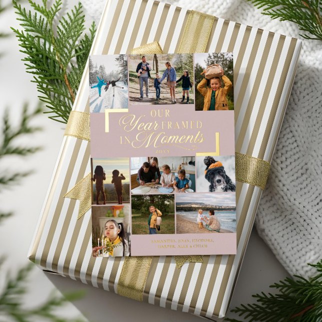 Year Framed in Moments Family Photos Christmas Foil Holiday Card (Year Framed in Moments Family Photos Christmas Foil Holiday Card)