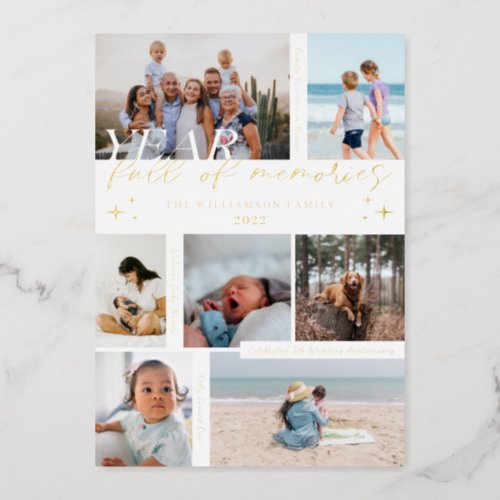 Year Full of Memories Photo Collage  Highlights Foil Holiday Card