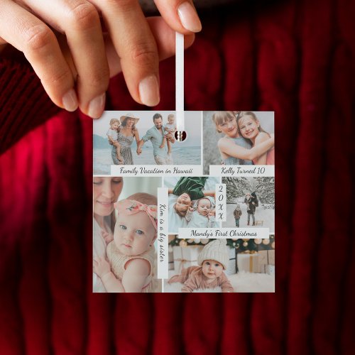 Year Full of Memories Photo Collage  Highlights Glass Ornament