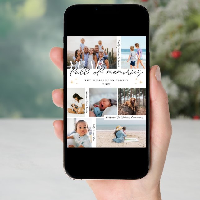 Year Full of Memories Photo Collage & Highlights Holiday Card (Front Digital)