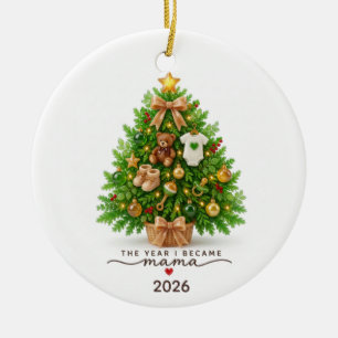 Year I Became Mama Baby Tree Custom Ornament