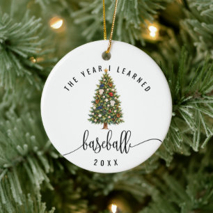 Year I Learned Baseball Keepsake Double Sided Ceramic Ornament