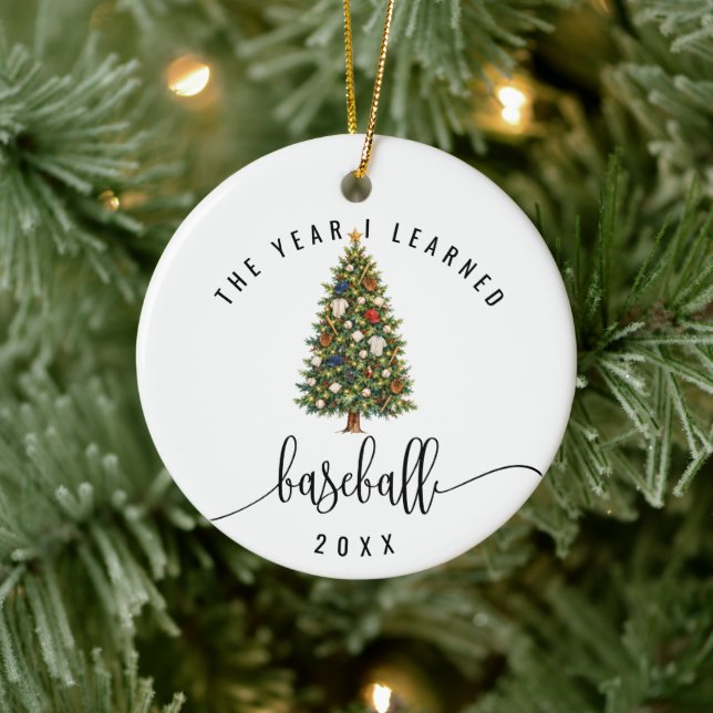 Year I Learned Baseball Keepsake Double Sided Ceramic Ornament (Tree)