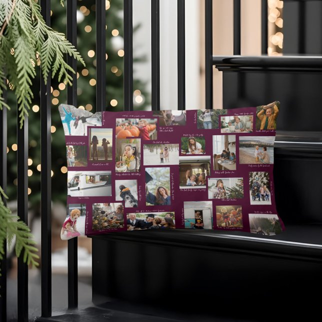 Year in Moments 25 Family Photo Collage & Captions Lumbar Pillow (Year in Moments 25 Family Photo Collage & Captions Lumbar Pillow)
