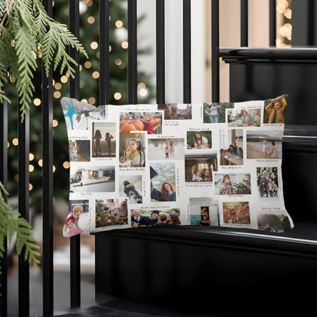 Year in Moments 25 Family Photo Collage & Captions Lumbar Pillow (Year in Moments 25 Family Photo Collage & Captions Lumbar Pillow)