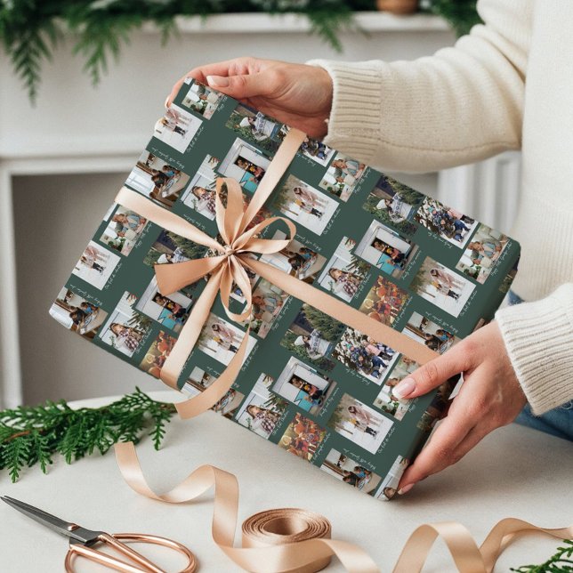 Year in Moments 8 Family Photo Collage & Captions Wrapping Paper (Year in Moments 8 Family Photo Collage & Captions Wrapping Paper)