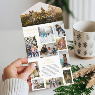 Year in Moments Family Photo Collage Christmas All In One Invitation