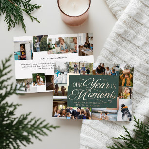 Year in Moments Family Photo Collage Christmas Foil Holiday Card