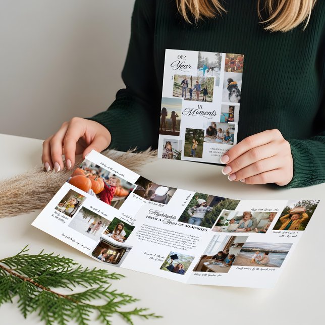 Year in Moments Family Photo Collage Christmas Tri-Fold Holiday Card (Year in Moments Family Photo Collage Christmas Tri-Fold Holiday Card)