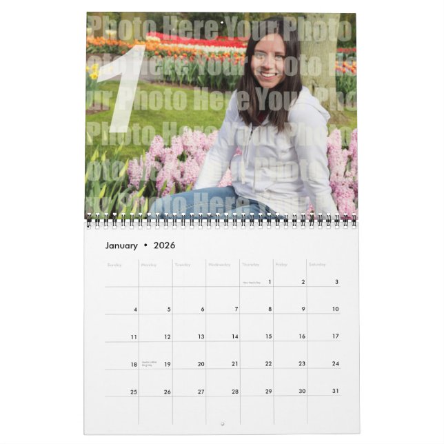 Year in pictures custom family photo 12 months calendar (Jan 2026)