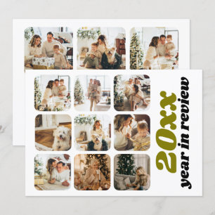 Year in Review 12 Photo and Text Personalized Holiday Card