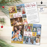 Year in Review 17 Photo Collage Custom Greetings Holiday Card<br><div class="desc">Unique custom year in review Christmas holiday greeting card featuring a photo collage template with 17 pictures in various shapes and sizes on the front and and back. The design has editable greetings on each side (the sample shows MERRY CHRISTMAS on the front and HAPPY NEW YEAR on the back)....</div>