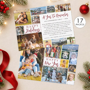Year in Review 17 Photo Collage Custom Greetings Holiday Card