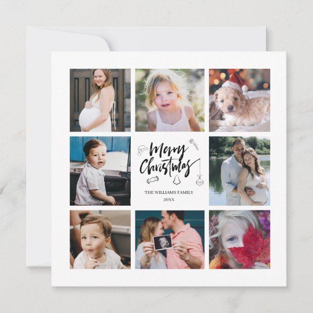 Year in Review 8 Photo Collage Christmas Card (Front)