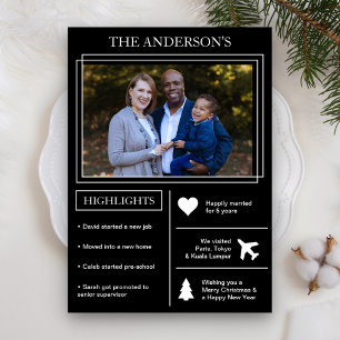 Year in Review Black Christmas Infographic Holiday Card