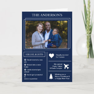 Year in Review Blue Christmas Infographic Holiday Card