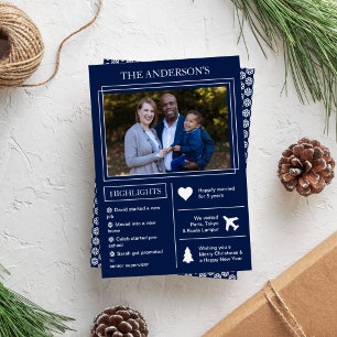 Year in Review Blue Christmas Infographic Holiday Card