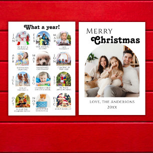 Year in Review Boho Arch Family Photo Christmas  Holiday Card