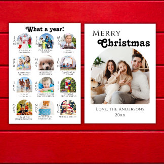 Year in Review Boho Arch Family Photo Christmas  Holiday Card
