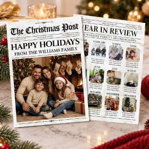 Year in Review Card, Custom Christmas Newspaper Holiday Card