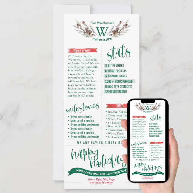 Year in Review Christmas Cards with Photos Zazzle