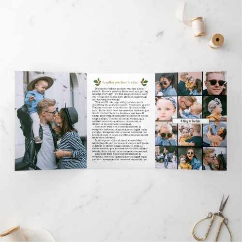 Year in Review Christmas Family Newsletter Tri_Fold Card