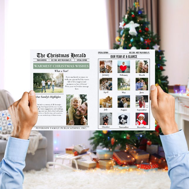 Year In Review Christmas Newspaper Large Format Card (Creator Uploaded)